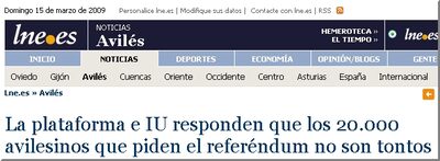 La plataforma e IU responden que los 20.000 avilesinos que piden el referéndum no son tontos