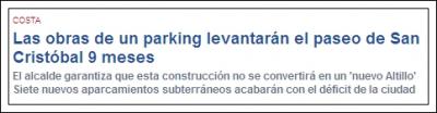 Las obras de un parking levantarán el paseo de San Cristóbal 9 meses