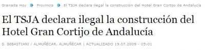 El TSJA declara ilegal la construcción del Hotel Gran Cortijo de Andalucía