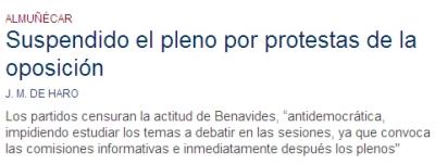 El alcalde de Almuñécar suspende el pleno por la protesta de la oposición hacia su forma de convocar esta cita