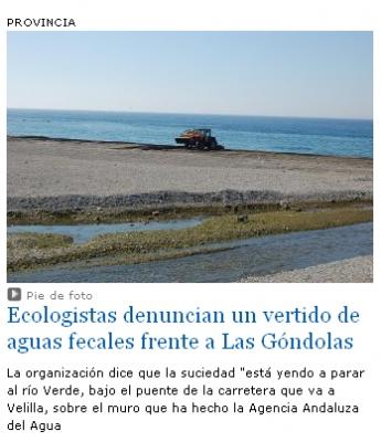 Ecologistas denuncian un vertido de aguas fecales frente a Las Góndolas