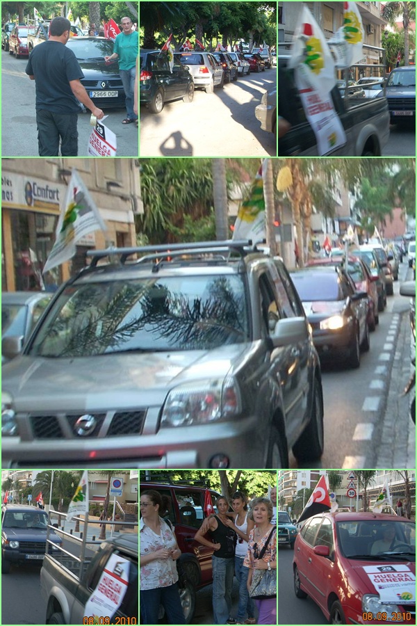 Medio centenar de vehículos recorren las calles de Almuñécar en apoyo de la Huelga General