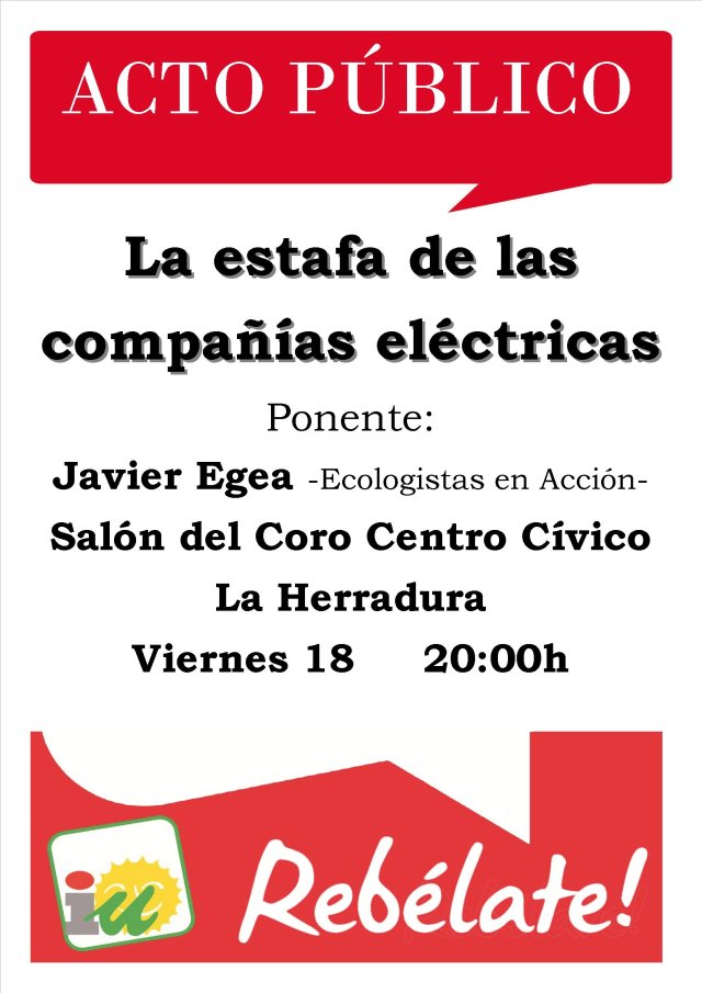 Charla sobre las eléctricas en La Herradura el viernes