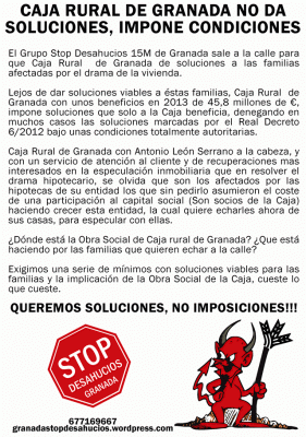 Miércoles, 6. STOP Desahucios frente a la Caja Rural de Avenida Andalucía