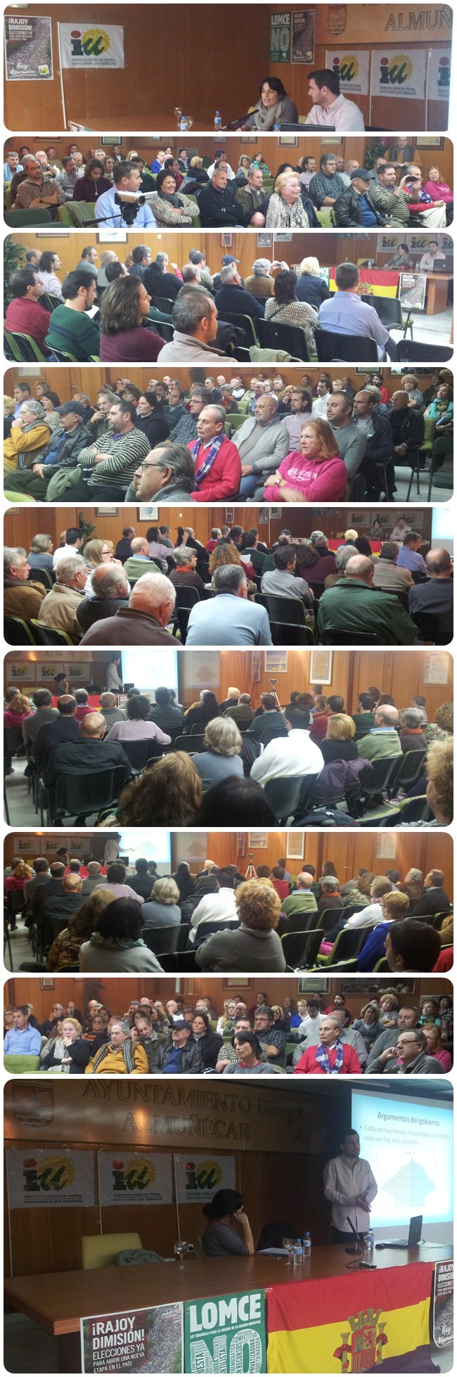 Casa de la Cultura de Almuñécar el 12-12-2013: Interesante y concurrida charla de Eduarzo Garzón sobre las pensiones