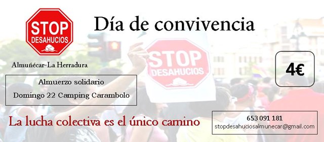 Stop Desahucios organiza una Comida Solidaria para recaudar fondos