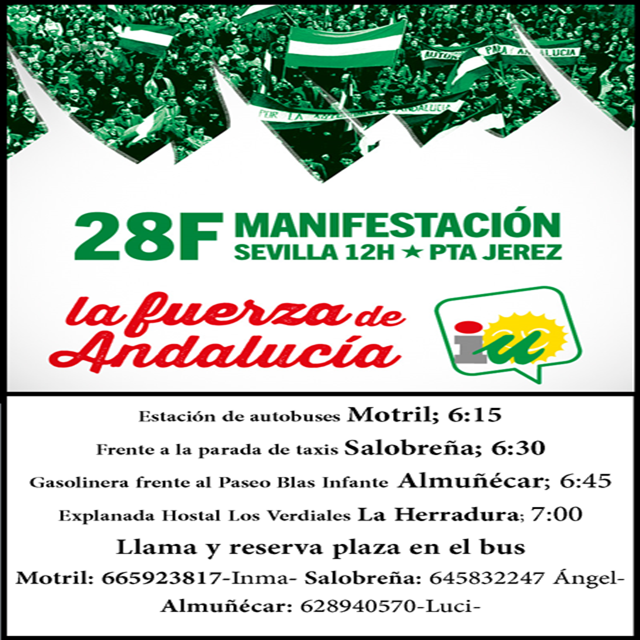 IU Almuñécar llama a la movilización del 28-f en Sevilla