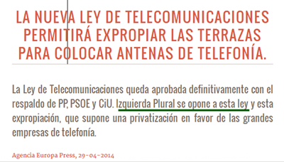 IU critica la dejadez del equipo de gobierno al no retirar la antena de telefonía de Baja del Mar y señala el problema que han creado PP y PSOE con la nueva legislación sobre este tema
