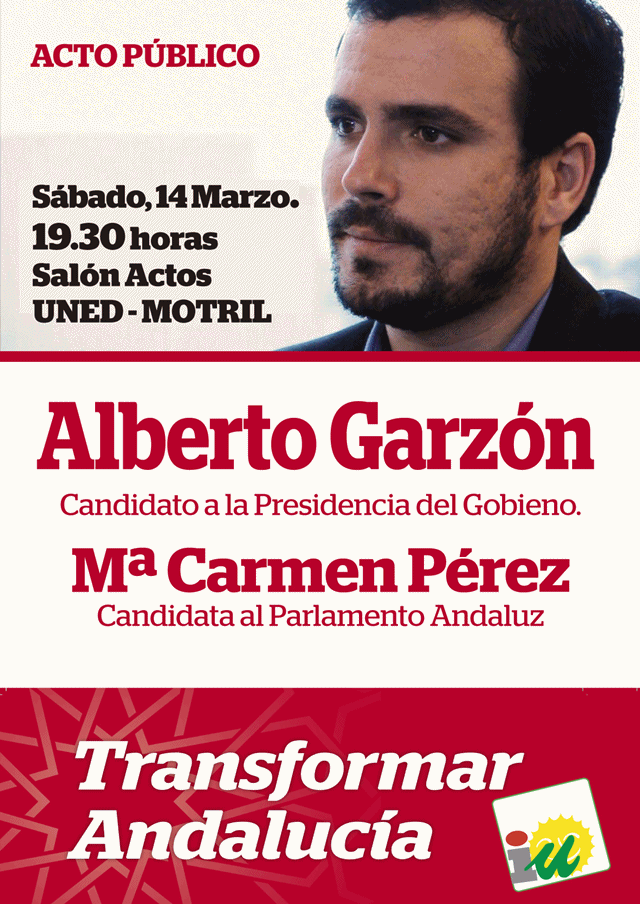 Este sábado, Alberto Garzón visita nuestra comarca