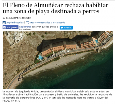 Izquierda Unida de Almuñécar pide al gobierno municipal que reconsidere la propuesta de una playa para perros