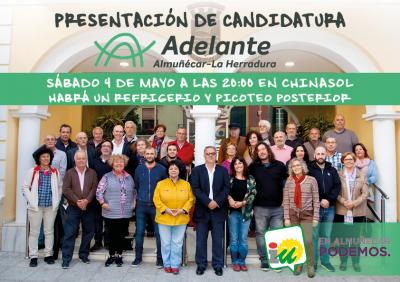 Adelante Almuñécar-La Herradura presenta su candidatura en Chinasol el sábado 4 de mayo a las 20:00 horas